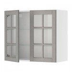 ФАКТУМ Навесной шкаф с 2 стеклянн дверями - Лидинго серый, 60x92 см