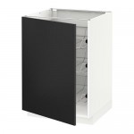 МЕТОД Напольный шкаф с проволочн ящиками - белый, -, 60x60 см