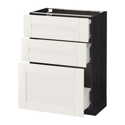 МЕТОД / ФОРВАРА Напольный шкаф с 3 ящиками - 60x37 см, Сэведаль белый, под дерево черный МЕТОД / ФОРВАРА Напольный шкаф с 3 ящиками - 60x37 см, Сэведаль белый, под дерево черный