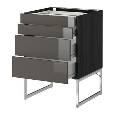 МЕТОД / ФОРВАРА Нплн шк 4 фронт/2 низк/2средн ящ - 60x60x60 см, Рингульт глянцевый серый, под дерево черный МЕТОД / ФОРВАРА Нплн шк 4 фронт/2 низк/2средн ящ - 60x60x60 см, Рингульт глянцевый серый, под дерево черный