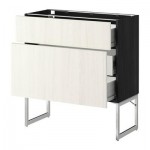 МЕТОД / ФОРВАРА Наполн шк 2 фрнт/3 средн ящ - 80x37x60 см, Росдаль белый ясень, под дерево черный