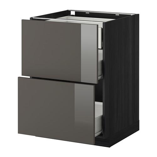 МЕТОД / ФОРВАРА Наполн шк 2 фрнт/3 средн ящ - под дерево черный, Рингульт глянцевый серый, 60x60 см МЕТОД / ФОРВАРА Наполн шк 2 фрнт/3 средн ящ - под дерево черный, Рингульт глянцевый серый, 60x60 см