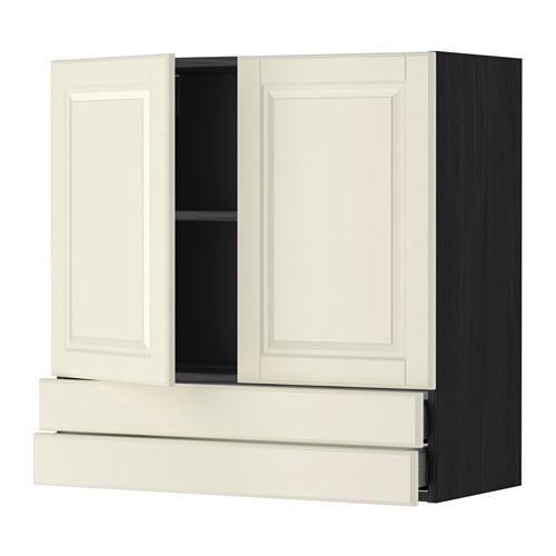 МЕТОД / МАКСИМЕРА Навесной шкаф/2дверцы/2ящика - под дерево черный, Будбин белый с оттенком, 80x80 см МЕТОД / МАКСИМЕРА Навесной шкаф/2дверцы/2ящика - под дерево черный, Будбин белый с оттенком, 80x80 см