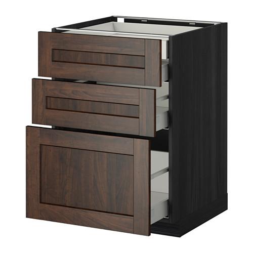 МЕТОД / МАКСИМЕРА Нплн шк 3 фрнт/2нзк/1срд/1вс ящ - под дерево черный, Эдсерум под дерево коричневый, 60x60 см