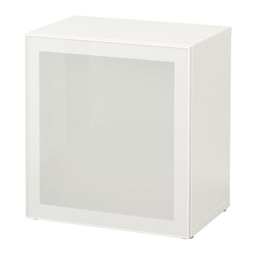 БЕСТО Стеллаж со стеклянн дверью - белый/Глассвик белый/матовое стекло