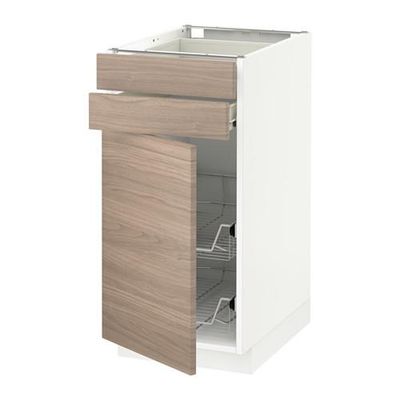 МЕТОД / ФОРВАРА Напольн шкаф/дверца/2ящ/првл крзн - 40x60 см, Брокхульт под грецкий орех светло-серый, белый