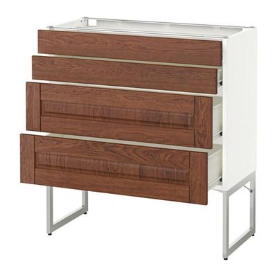 МЕТОД / ФОРВАРА Нплн шк 4 фронт/2 низк/2средн ящ - 80x37x60 см, Филипстад коричневый, белый