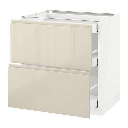 МЕТОД / МАКСИМЕРА Напольный шкаф/2фасада/3ящика - белый, Воксторп глянцевый светло-бежевый, 80x60 см МЕТОД / МАКСИМЕРА Напольный шкаф/2фасада/3ящика - белый, Воксторп глянцевый светло-бежевый, 80x60 см