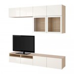 БЕСТО Шкаф для ТВ, комбин/стеклян дверцы - под беленый дуб/Сельсвикен глянцевый/белый прозрачное стекло, направляющие ящика,нажимные БЕСТО Шкаф для ТВ, комбин/стеклян дверцы - под беленый дуб/Сельсвикен глянцевый/белый прозрачное стекло, направляющие ящика,нажимные