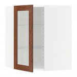 МЕТОД Углов навесн шк с полками/сткл дв - белый, Филипстад коричневый, 68x80 см