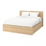 МАЛЬМ Кровать с подъемным механизмом - 140x200 см, дубовый шпон, беленый