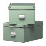 КАССЕТ Коробка с крышкой - зеленый, 27x35x18 см