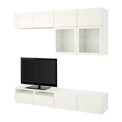 БЕСТО Шкаф для ТВ, комбин/стеклян дверцы - Лаппвикен/Синдвик белый прозрачное стекло, направляющие ящика,нажимные БЕСТО Шкаф для ТВ, комбин/стеклян дверцы - Лаппвикен/Синдвик белый прозрачное стекло, направляющие ящика,нажимные