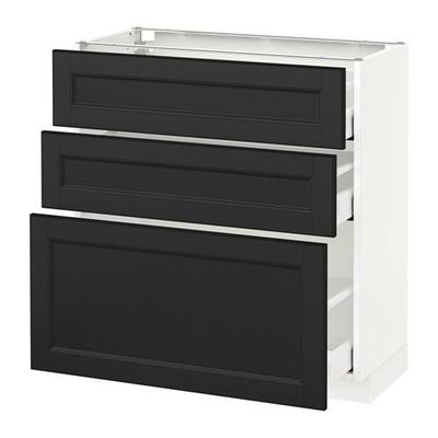 МЕТОД / МАКСИМЕРА Напольный шкаф с 3 ящиками - 80x37 см, Лаксарби черно-коричневый, белый МЕТОД / МАКСИМЕРА Напольный шкаф с 3 ящиками - 80x37 см, Лаксарби черно-коричневый, белый