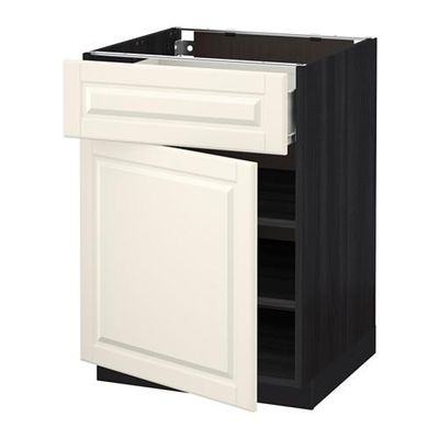 МЕТОД / ФОРВАРА Напольный шкаф с ящиком/дверью - 60x60 см, Будбин белый с оттенком, под дерево черный МЕТОД / ФОРВАРА Напольный шкаф с ящиком/дверью - 60x60 см, Будбин белый с оттенком, под дерево черный