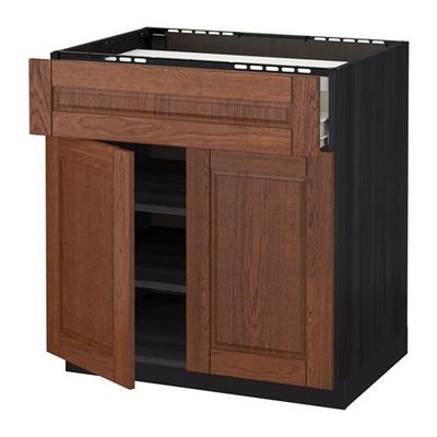 МЕТОД / ФОРВАРА Нплн шк д/врч пнл/ящ/плк/2дв - Филипстад коричневый, под дерево черный