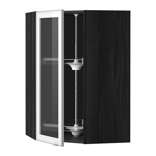 МЕТОД Углов навесн шк с врщ скц/сткл дв - под дерево черный, Ютис матовое стекло/алюминий, 68x100 см МЕТОД Углов навесн шк с врщ скц/сткл дв - под дерево черный, Ютис матовое стекло/алюминий, 68x100 см