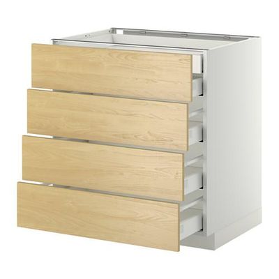МЕТОД / МАКСИМЕРА Нплн шк 4фрнт/2нзк/3срд ящ - 80x60 см, Тингсрид под березу, белый