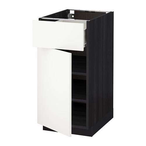 МЕТОД / ФОРВАРА Напольный шкаф с ящиком/дверью - 40x60 см, Хэггеби белый, под дерево черный