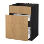 МЕТОД / МАКСИМЕРА Напольн шк п-мойку+3фрнт пнл/2ящ - под дерево черный, Экестад дуб, 60x60 см МЕТОД / МАКСИМЕРА Напольн шк п-мойку+3фрнт пнл/2ящ - под дерево черный, Экестад дуб, 60x60 см