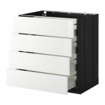 МЕТОД / МАКСИМЕРА Напольн шкаф 4 фронт панели/4 ящика - 80x60 см, Рингульт глянцевый белый, под дерево черный МЕТОД / МАКСИМЕРА Напольн шкаф 4 фронт панели/4 ящика - 80x60 см, Рингульт глянцевый белый, под дерево черный