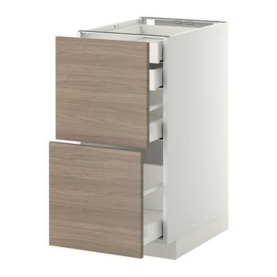 МЕТОД / МАКСИМЕРА Напл шк 2 фрнт/2низ/1срд/1 выс ящ - 40x60 см, Брокхульт под грецкий орех светло-серый, белый