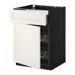МЕТОД / ФОРВАРА Напольн шкаф с пров корз/ящ/дверью - 60x60 см, Лаксарби белый, под дерево черный МЕТОД / ФОРВАРА Напольн шкаф с пров корз/ящ/дверью - 60x60 см, Лаксарби белый, под дерево черный