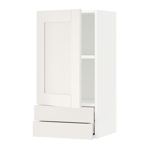 МЕТОД / МАКСИМЕРА Навесной шкаф с дверцей/2 ящика - белый, Сэведаль белый, 40x80 см