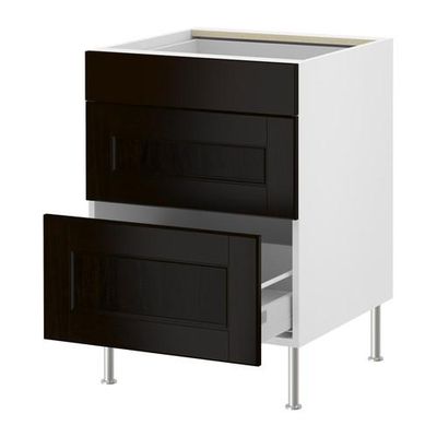 ФАКТУМ Напольный шкаф с 3 ящиками - Рамшё черно-коричневый, 40 см