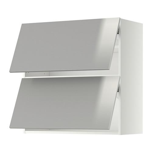 МЕТОД Навесной шкаф/2 дверцы, горизонтал - белый, Гревста нержавеющ сталь, 80x80 см