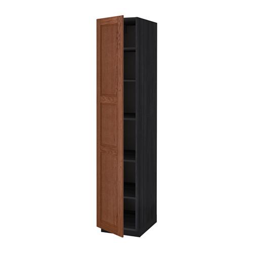 МЕТОД Высок шкаф с полками - под дерево черный, Филипстад коричневый, 40x60x200 см