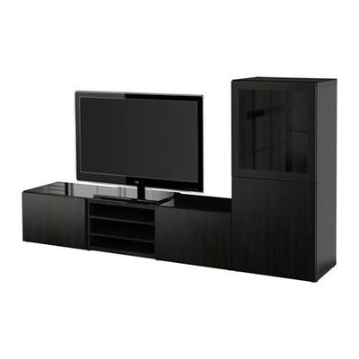 БЕСТО Шкаф для ТВ, комбин/стеклян дверцы - направляющие ящика,нажимные, Лаппвикен/Синдвик черно-коричневый прозрачное стекло БЕСТО Шкаф для ТВ, комбин/стеклян дверцы - направляющие ящика,нажимные, Лаппвикен/Синдвик черно-коричневый прозрачное стекло