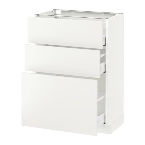 МЕТОД / МАКСИМЕРА Напольный шкаф с 3 ящиками - белый, Хэггеби белый, 60x37 см МЕТОД / МАКСИМЕРА Напольный шкаф с 3 ящиками - белый, Хэггеби белый, 60x37 см