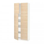 МЕТОД / МАКСИМЕРА Высокий шкаф/4дверцы/4ящика - Аскерсунд под светлый ясень МЕТОД / МАКСИМЕРА Высокий шкаф/4дверцы/4ящика - Аскерсунд под светлый ясень