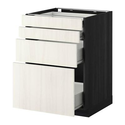 МЕТОД / ФОРВАРА Напольн шкаф 4 фронт панели/4 ящика - 60x60 см, Росдаль белый ясень, под дерево черный МЕТОД / ФОРВАРА Напольн шкаф 4 фронт панели/4 ящика - 60x60 см, Росдаль белый ясень, под дерево черный