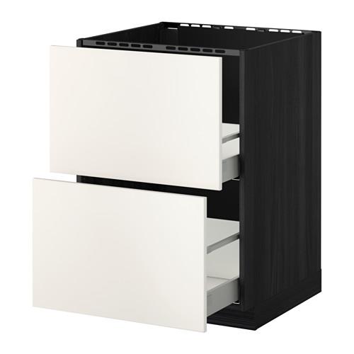 МЕТОД / МАКСИМЕРА Напольн шк п-мойку+2фрнт пнл/2 ящ - под дерево черный, Веддинге белый, 60x60 см МЕТОД / МАКСИМЕРА Напольн шк п-мойку+2фрнт пнл/2 ящ - под дерево черный, Веддинге белый, 60x60 см