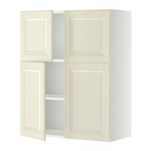 МЕТОД Навесной шкаф с полками/4дверцы - белый, Будбин белый с оттенком