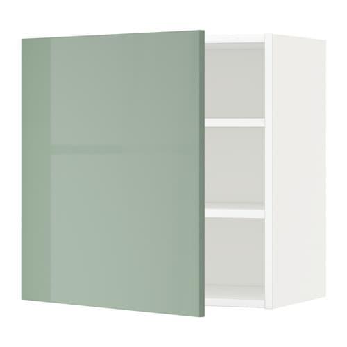 МЕТОД Шкаф навесной с полкой - белый, Калларп глянцевый светло-зеленый, 60x60 см