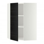 МЕТОД Угловой навесной шкаф с полками - белый, Тингсрид под дерево черный, 68x100 см