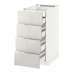 МЕТОД / МАКСИМЕРА Нплн шк 4фрнт/2нзк/3срд ящ - белый, Рингульт глянцевый светло-серый, 40x60 см МЕТОД / МАКСИМЕРА Нплн шк 4фрнт/2нзк/3срд ящ - белый, Рингульт глянцевый светло-серый, 40x60 см