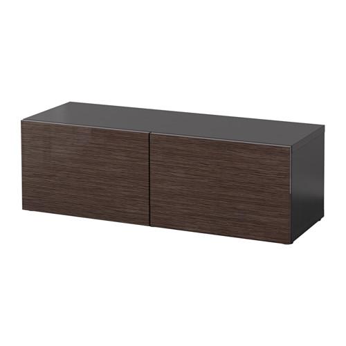 БЕСТО Стеллаж с дверьми - черно-коричневый/Сельсвикен глянцевый/коричневый