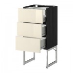 МЕТОД / ФОРВАРА Напольн шкаф 3фронт пнл/2низ/2ср ящ - 40x37x60 см, Рингульт глянцевый кремовый, под дерево черный МЕТОД / ФОРВАРА Напольн шкаф 3фронт пнл/2низ/2ср ящ - 40x37x60 см, Рингульт глянцевый кремовый, под дерево черный