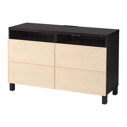 БЕСТО Тумба д/ТВ с ящиками - черно-коричневый/Инвикен ясеневый шпон, направляющие ящика, плавно закр БЕСТО Тумба д/ТВ с ящиками - черно-коричневый/Инвикен ясеневый шпон, направляющие ящика, плавно закр