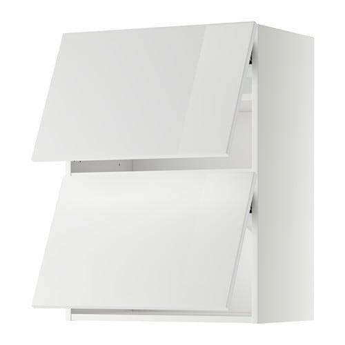 МЕТОД Навесной шкаф/2 дверцы, горизонтал - белый, Рингульт глянцевый белый, 60x80 см