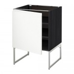 МЕТОД Напольный шкаф с полками - под дерево черный, Воксторп белый, 60x60x60 см