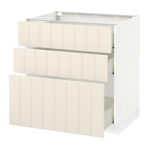 МЕТОД / ФОРВАРА Напольный шкаф с 3 ящиками - белый, Хитарп белый с оттенком, 80x60 см