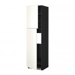 METOD высокий шкаф д/холодильника/2дверцы черный/Веддинге белый 60x60x220 см