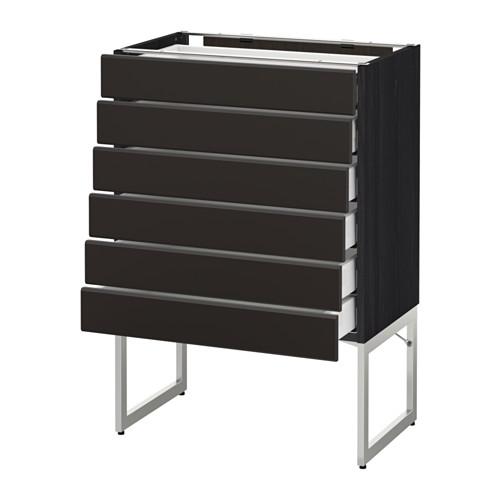 МЕТОД / МАКСИМЕРА Напольн шкаф 6фронт пнл/6 низ ящ - под дерево черный, Кунгсбакка антрацит, 60x37x60 см МЕТОД / МАКСИМЕРА Напольн шкаф 6фронт пнл/6 низ ящ - под дерево черный, Кунгсбакка антрацит, 60x37x60 см