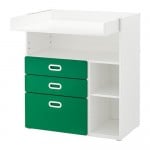 СТУВА / ФРИТИДС Пеленальный стол с ящиками - белый/зеленый
