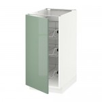 МЕТОД Напольный шкаф с проволочн ящиками - белый, Калларп глянцевый светло-зеленый, 40x60 см